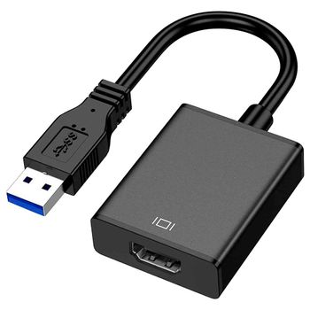 Ociodual Adaptador De Video De Usb 3.0 A Hdmi M/h, Resolución Hasta 1080p Full Hd Negro