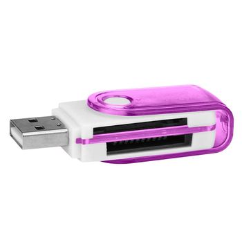 Ociodual Multi Lector De Tarjetas Usb 2.0 Con Tapa Para Sdhc Mmc Microsd Tf Micro Sd Violeta