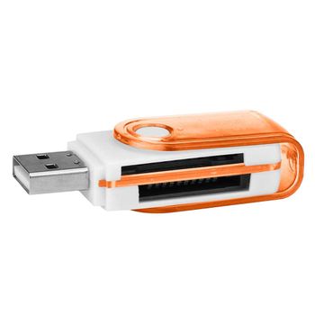 Ociodual Multi Lector De Tarjetas Usb 2.0 Con Tapa Para Sdhc Mmc Microsd Tf Micro Sd Naranja