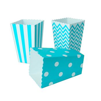 Ociodual 18x Cajas Para Palomitas, Color Azul, Ideal Fiestas, Cumpleaños, Navidad, Eventos