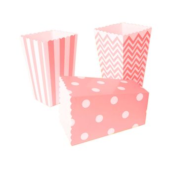 Ociodual 18x Cajas Para Palomitas, Color Rosa, Ideal Fiestas, Cumpleaños, Navidad, Eventos