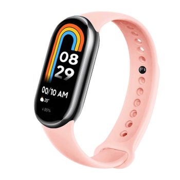 Ociodual Correa De Recambio Para Xiaomi Mi Band 8, De Color Rosa Palo, Silicona, Enganche Metálico