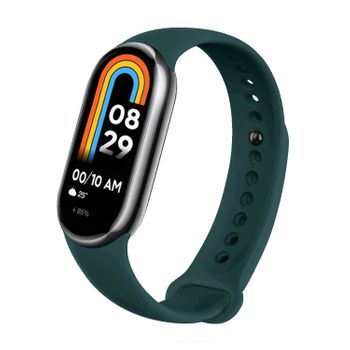 Ociodual Correa De Recambio Para Xiaomi Mi Band 8, De Color Verde Oscuro, Silicona, Enganche Metálico