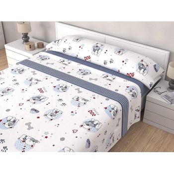 Manta Infantil Franela Sherpa Cama 90 cm TEX HOME Cosmos Azul