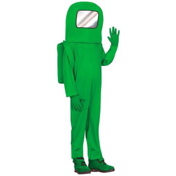 Disfraz De Among Us Verde Espacial Infantil