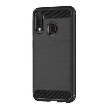 Funda Samsung Galaxy A20e De Silicona Con Inserciones Simil A Fibra De Carbono Negro