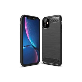 Funda Silicona Negra Iphone 11 Inserciones Simil A Fibra De Carbono