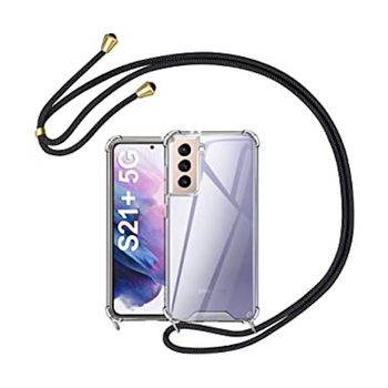 Funda Móvil Colgante Con Cuerda Para Samsung Galaxy S21 Plus Silicona Transparente Con Cuerda Negra