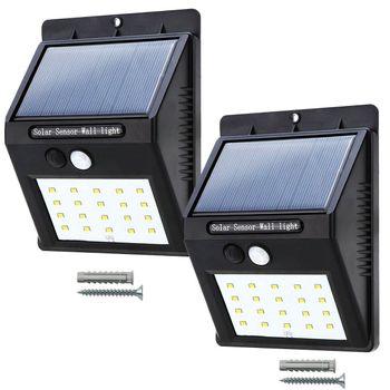 Pack De 2 Lámparas Led Solares 20 Led Exteriores Para Jardín Recibidor Patio Con Sensor De Movimiento