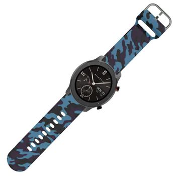 Correa De Silicona Estilo Camuflaje Azul Para Xiaomi Amazfit 47 Mm / Stratos / Pace / Huawei Watch Gt2