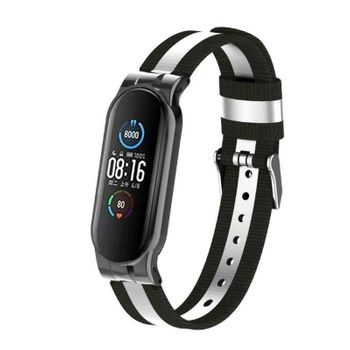 Correa Nylon Xiaomi Mi Band 5 Y 6 Negro / Blanco