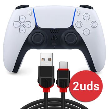 Pack 2 Unidades Cable Usb-c Carga Rápida Para Mando Dualsense Ps5