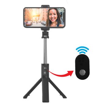 Palo Selfie Para Móvil 2 En 1 Trípode Con Conexión Bluetooth Extensible Para Smartphone Con Disparador Obturador