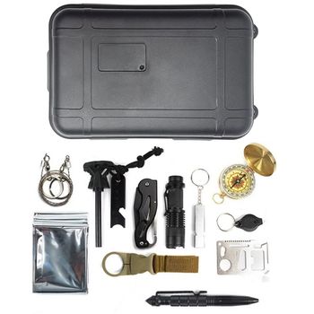 Kit De Supervivencia Profesional Para Senderismo, Acampada Y Montaña Herramientas Multifunción: Cuchillo, Linterna, Brújula, Manta Térmica Y Más