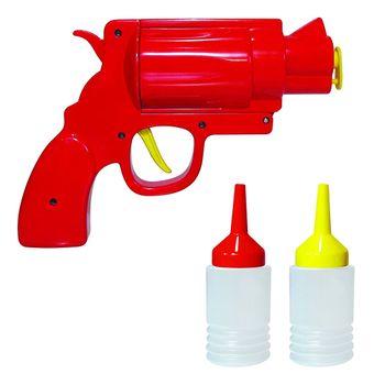 Dispensador De Salsas Y Aceites Con Forma De Pistola Con Dos Recipientes Para Ketchup, Mayonesa, Tomate, Mostaza