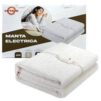 Manta Eléctrica 150 X 80 Cm Calientacamas Con 60w, 2 Niveles De Temperatura, Material Transpirable Lavable