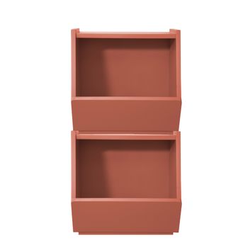 Set De 2 Cajas De Madera En Color Coral.