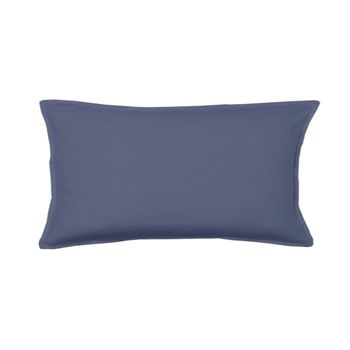 Funda De Almohada 50x110 De Lino Lavado Y Algodon En Azul.