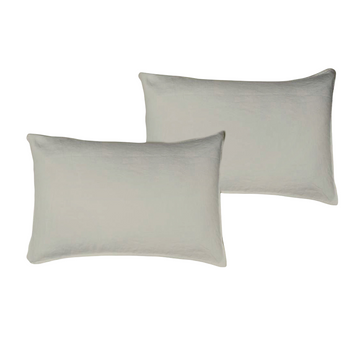 Set 2 Fundas De Almohada 50x75 De Lino Lavado Y Algodon Beige.