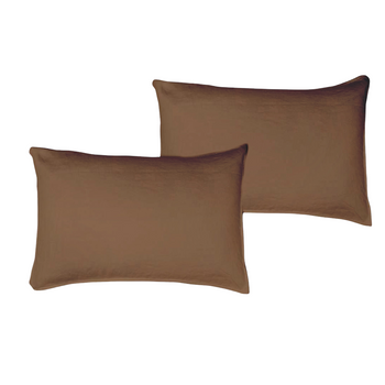 Set 2 Fundas De Almohada 50x75 De Lino Lavado Y Algodon Terracota.