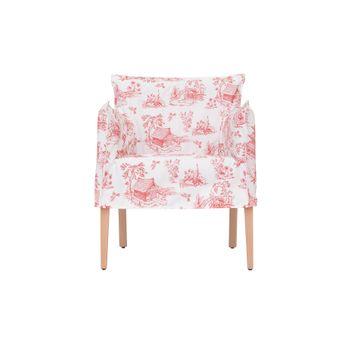 Sillon De Madera Haya Maciza Estampado Chinoiserie