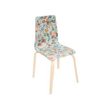 Silla De Madera Abedul Con Estampado De Flores