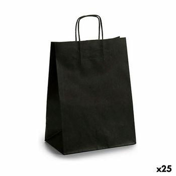 Bolsa De Papel 24 X 12 X 40 Cm Negro (25 Unidades)