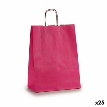 Bolsa De Papel 12 X 52 X 32 Cm Rosa (25 Unidades)