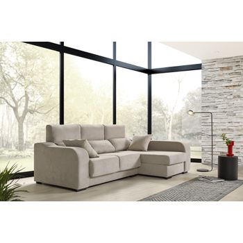 Sofa Chaise Longue Lytir Derecha Gris Perla Desenfundable Respaldo