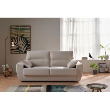 Sofa 2 Plazas Ambar En Tela Antimanchas 155x90x105 Cm Color Beige