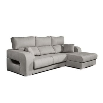 Sofá Chaiselongue Diamante De Tela Antimanchas Derecha Color Gris 3 Plazas 284x160x102cm