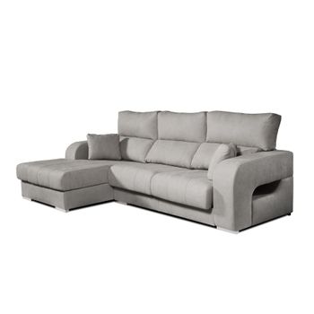 Sofá Chaiselongue Diamante De Tela Antimanchas Izquierda Color Gris 3 Plazas 284x160x102cm