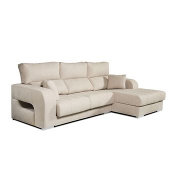 Sofá Chaiselongue Diamante De Tela Antimanchas Derecha Color Beige 3 Plazas 284x160x102cm