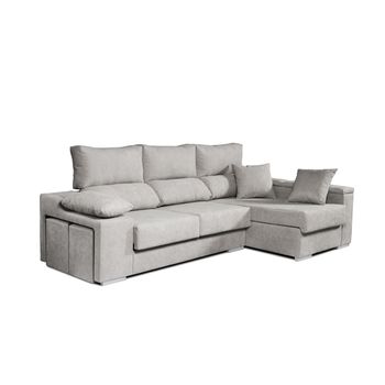 Sofá Chaiselongue Rubí De Tela Antimanchas Derecha Color Gris 3 Plazas 265x145x102 Cm