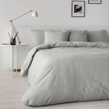 Funda Nordica Botones Lino Gris Cama 90