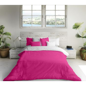 Funda Nórdica Bicolor Fucsia/blanco Cama 90 Cm