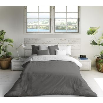 Funda Nórdica Bicolor Gris Pálido/blanco Cama 90 Cm