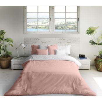 Funda Nórdica Bicolor Rosa/blanco Cama 105 Cm