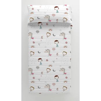 Colcha Bouti Reversible Unicorn Pink Hei Cama 105 Cm