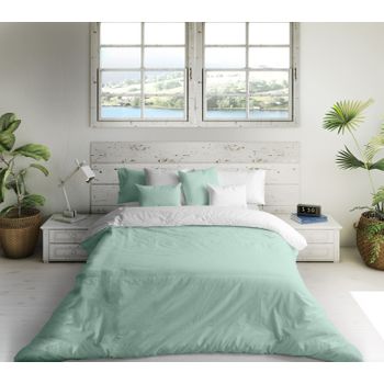 Funda Nórdica Bicolor Verde/blanco Cama 105 Cm