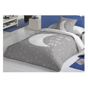 Cotton Artean - Funda Nordica Reversible Moon Grey Cama De 105. Algodón 100%