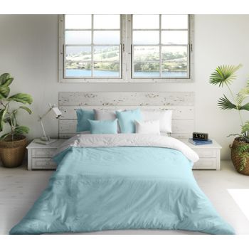 Funda Nórdica Bicolor Azul Mar/blanco Cama 105 Cm