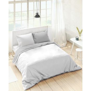 Funda Nórdica Bicolor Reversible Gris Pálido/blanco Cama 90 Naturals