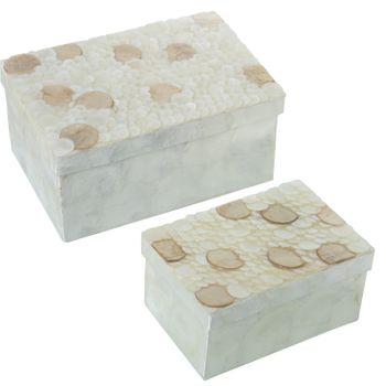 Set 2 Cajas Blanco Y Beige