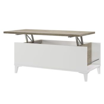 Mesa De Centro Con Tapa Elevable - Roble Y Blanca 100 X 72 X H55 Cm