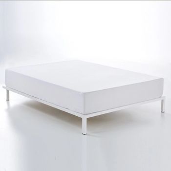 Sábana Bajera Ajustable 100% Algodón 200 Hilos Blanco Para Cama De 105 Cm Alto 35