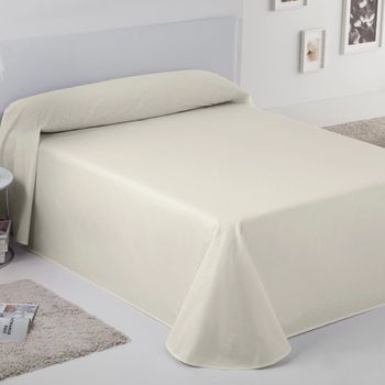 Colcha Cubrecama Rústico Lisos Con Hilo Tintado Color Crema Polialgodón Para Cama De 90 Cm