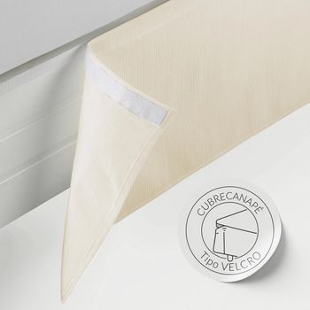 Cubrecanapé De Hilo Tintado Con Velcro Adhesivo Polialgodón Alto 35 Cm Color Crema Para Cama De 90 Cm