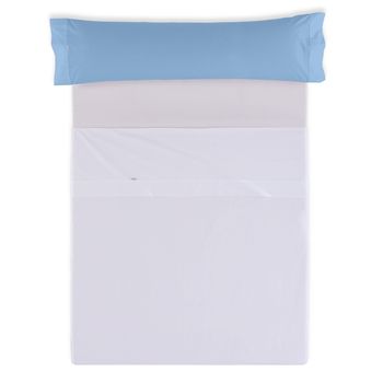 Pack De 2 Fundas De Almohada Polialgodón Color Azul Claro 50 X 80 Cm  Cierre En Tapa Y Solapa