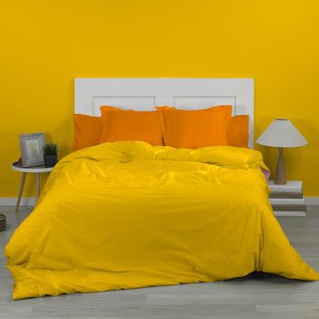 Funda Nórdica Lisa Polialgodón Color Mostaza Para Cama De 90 Cm